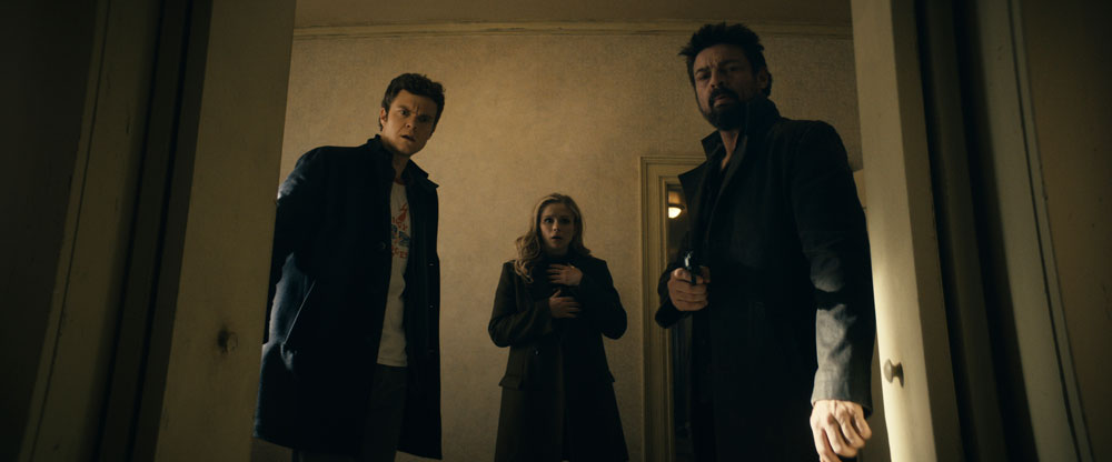 Foto: Jack Quaid, Erin Moriarty & Karl Urban, The Boys - Copyright: Amazon Content Services LLC; Courtesy of Prime